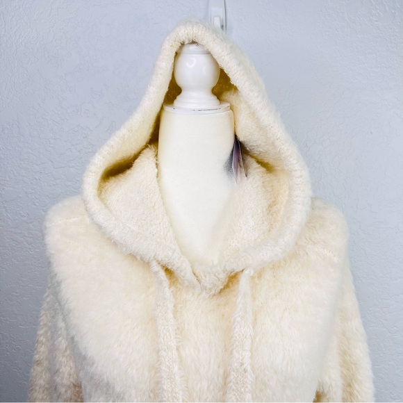 NWT James Perse Crème Fuzzy Wool Blend Sherpa Hooded Hoodie Sweater - Picture 12 of 16